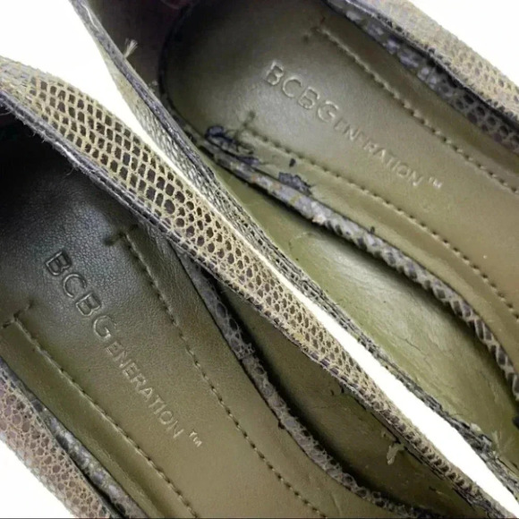 Bcbgeneration heels sz 6.5 36.5 Katchens green leather python print stilettos - Picture 9 of 12